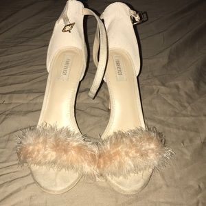 Feathered nude heels